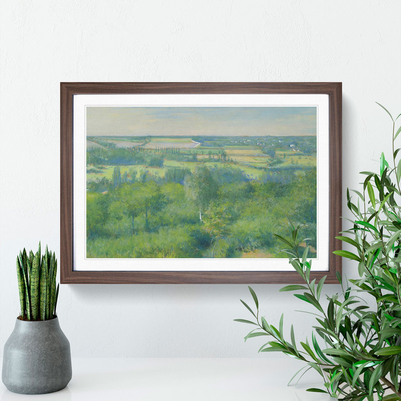 Yerres Valley by Gustave Caillebotte - Picture Frame Painting, 48cm H x 65cm W x 2cm D, Walnut Framed