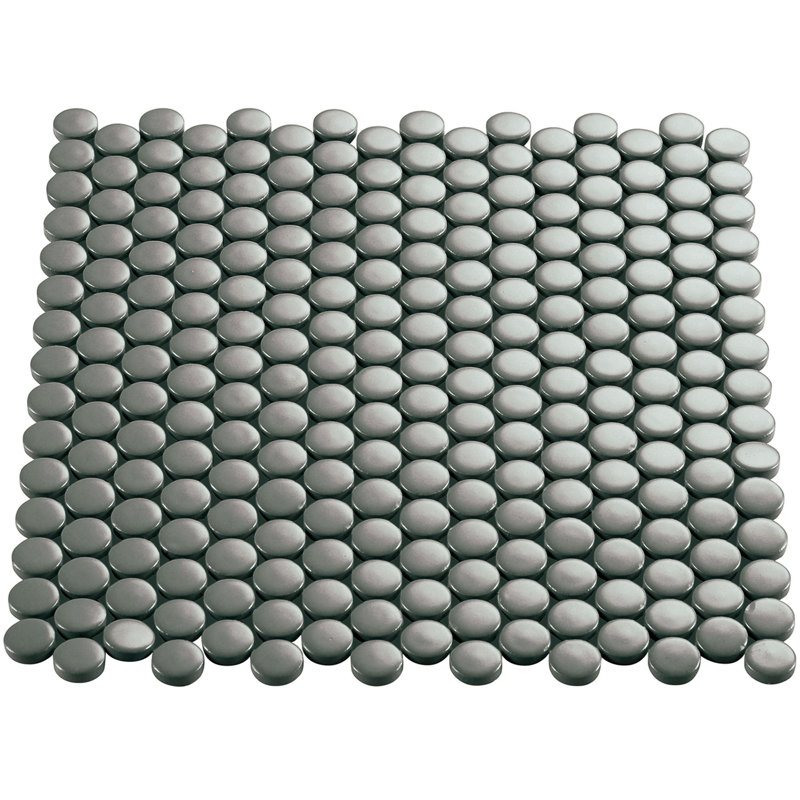 Electro-Funk Gloss 1'' W x 1'' L Porcelain Tile Pennyround Mosaic Sheet, Fog