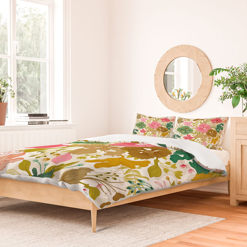 Housse de couette Moms Garden, Housse de couette simple et deux taies décorative