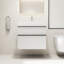 Meuble-lavabo mural blanc de 30 po avec lavabo en acrylique, 2 tiroirs à fermeture en douceur, armoire flottante moderne pré-assemblée-126557728-126557726