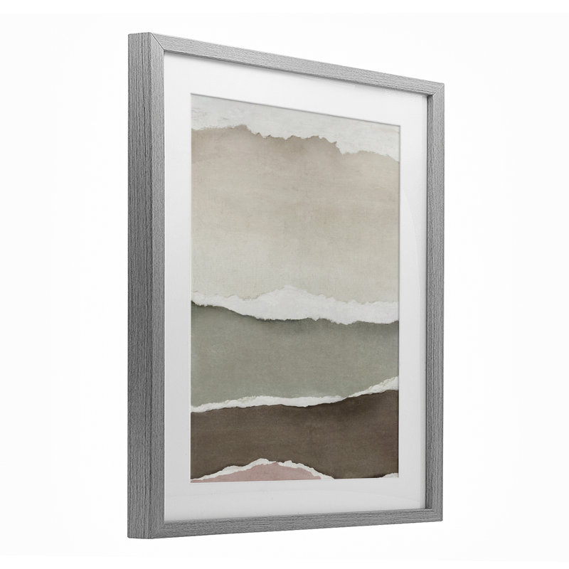 «Layered Torn Edges Illusion», reproduction encadrée sous verre, design par Emma Peal, H 16 po x l 13 po, Cadre de ferme gris