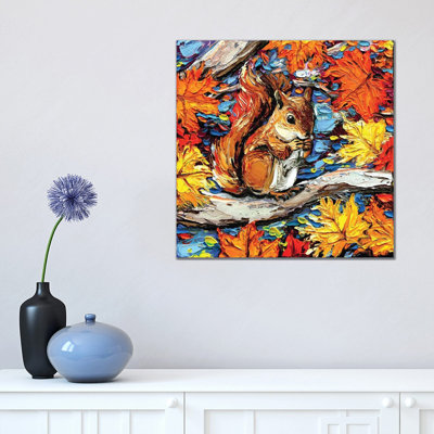 Squirreling Away by Aja Trier - Wrapped Canvas Print