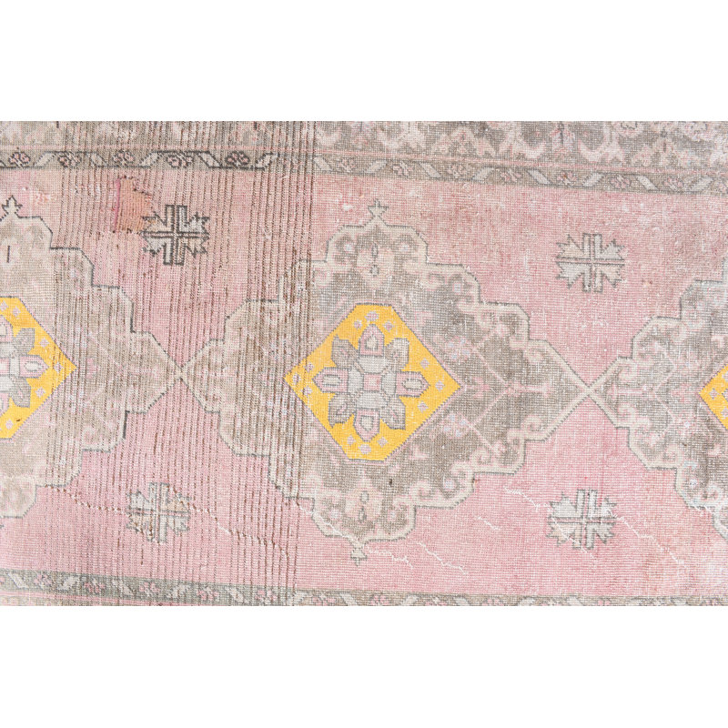 Tapis traditionnel de style traditionnel turc rose tissé à la main pour salon