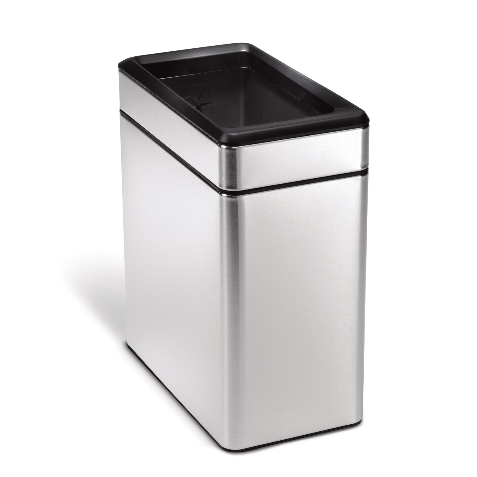 simplehuman 10 Liter / 2.6 Gallon Profile Open Trash Can, Brushed Stainless Steel