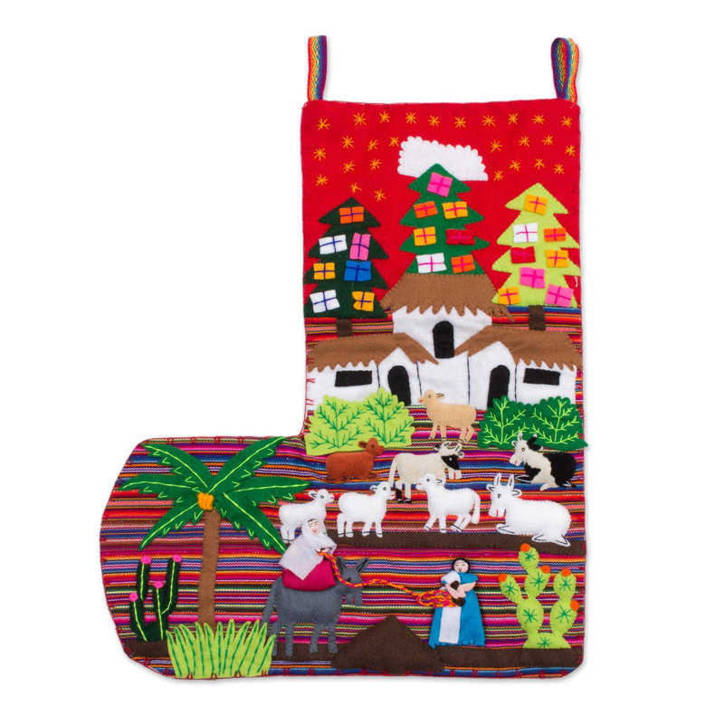 The Holiday Aisle® No Room At The Inn Applique Christmas Stocking