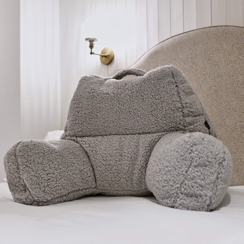 icon Kids Kingston Faux Fur Classic Bean Bag and Reading Pillow Set, Grey