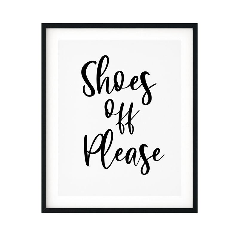 «Shoes Off Veuillez» - impression d'art textuel sur papier sans cadre, H 7 po x l 5 po x P 0,01 po