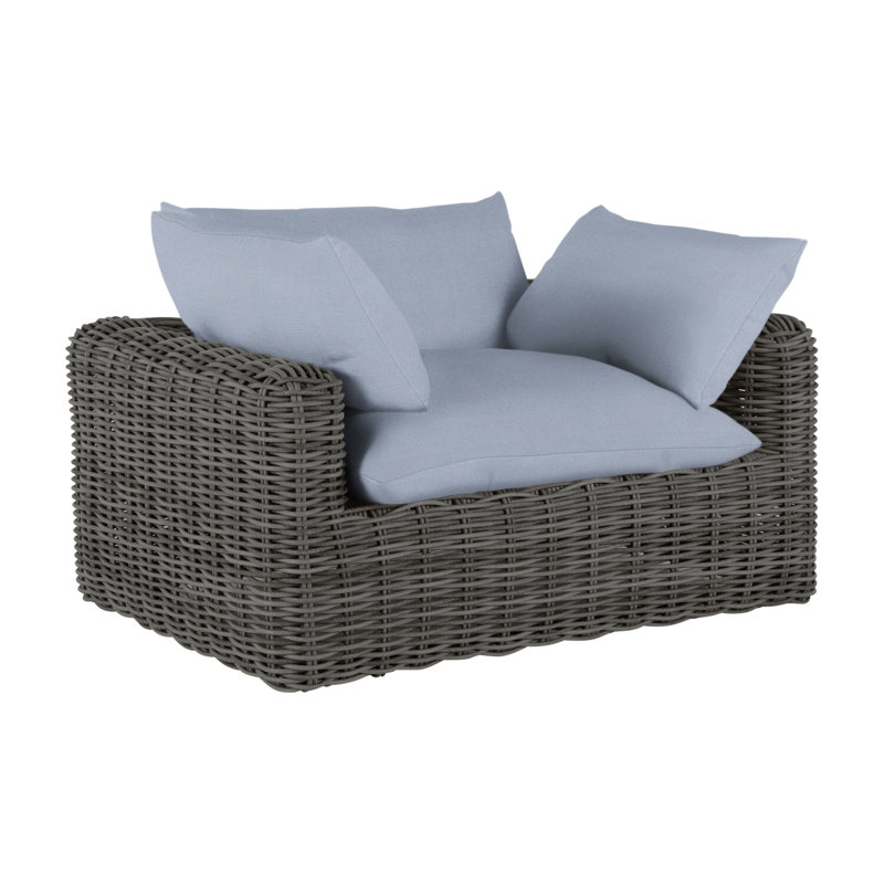 Montecito Patio Chair with Cushions, Raffia, No Welt, Arbor Chambray