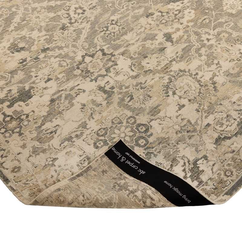 Gray Contemporary Silk Wool Blend Rug