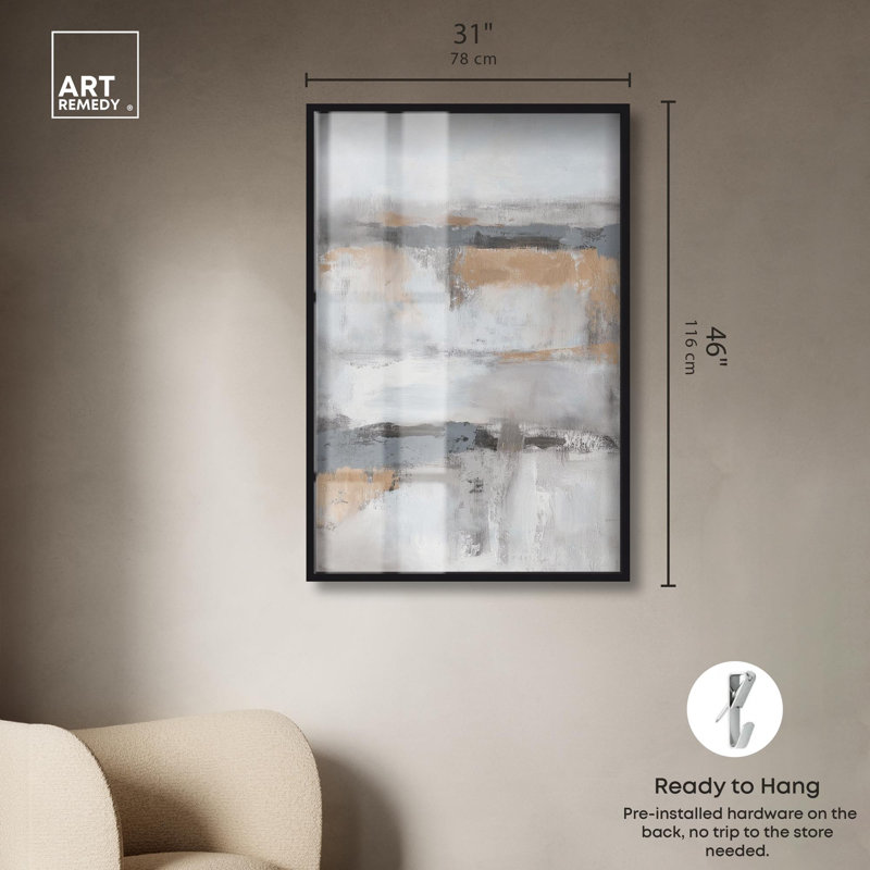 Impression de boîte-cadre grise décor moderne par Art Remedy, H 46 po x l 31 po, Noir