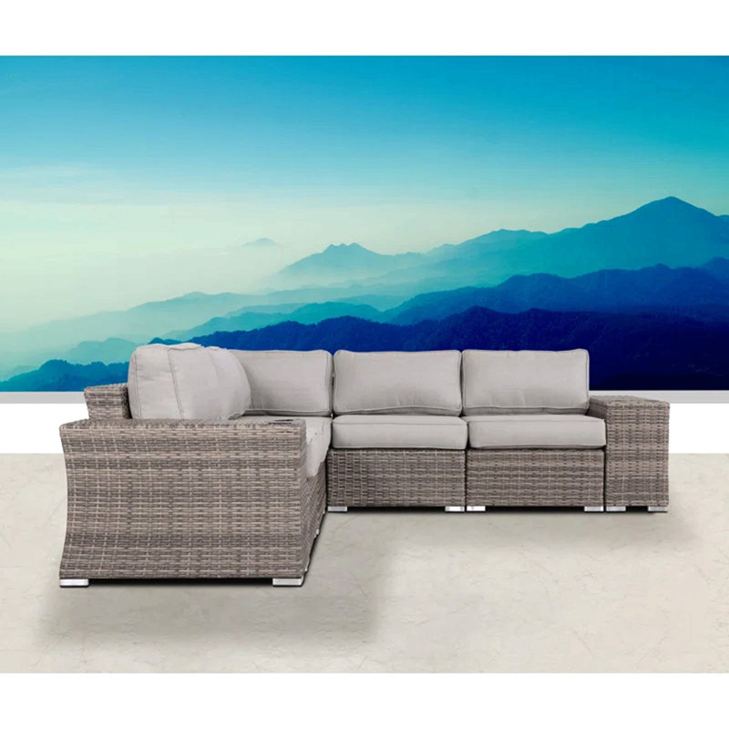 Ensemble de canapé modulaire en rotin 7 pièces avec coussins - assemblé 7 pièces