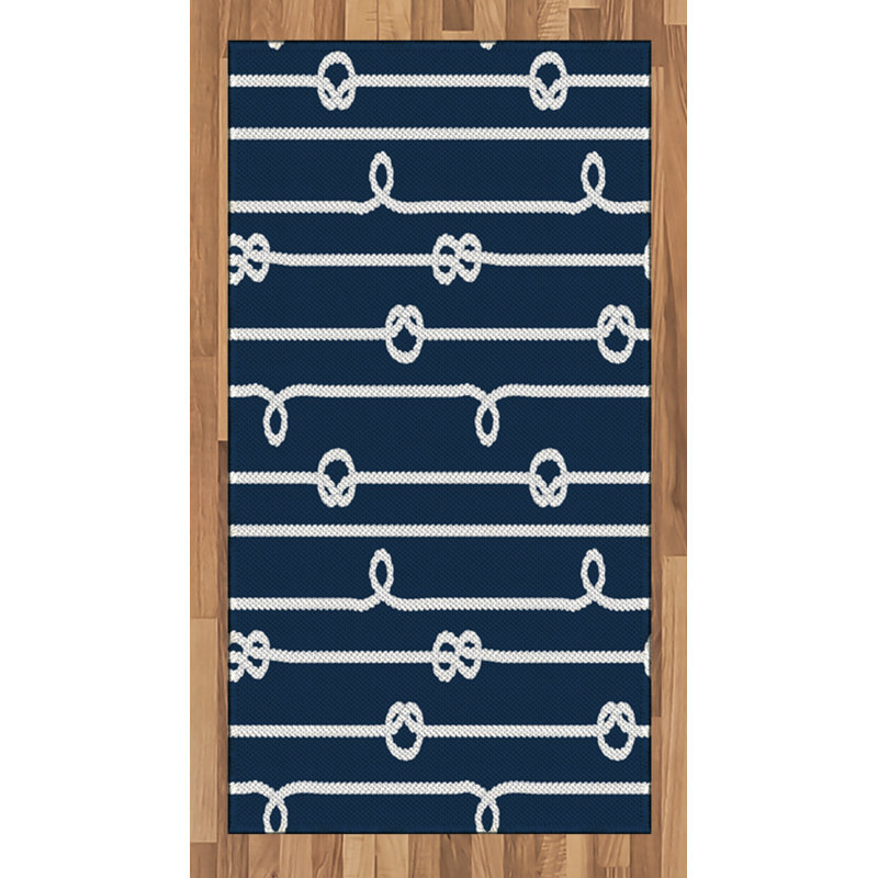Marine Navy Blue High Density Long Fiber Poly Threads Decorative Area Rug Carpet, Rectangle 2'7" x 5'