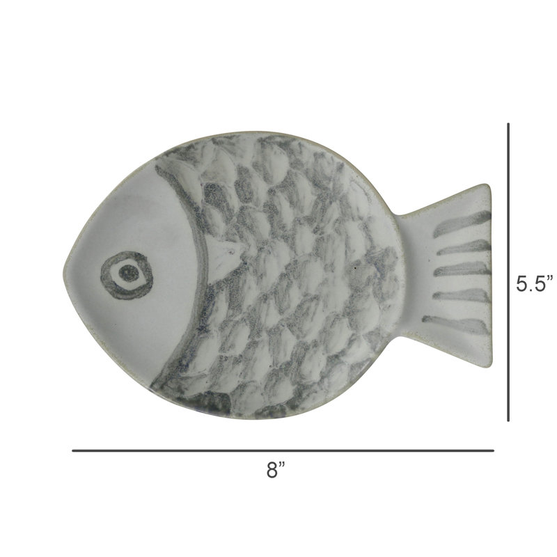 Plateau à poisson, céramique - Lrg, 5.5" W x 8" D x 1" H, Blanc