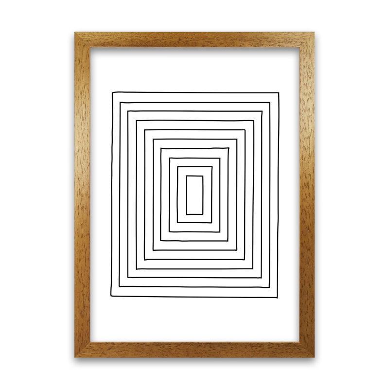 Geometric Black And White B - Print, 59cm H x 42cm W x 3cm D, Oak Frame