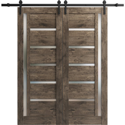 Quadro Solid + Manufactured Wood Paneled without Installation Hardware Kit Barn Door
