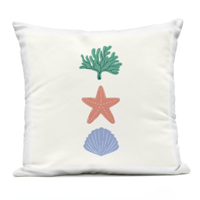 Coral & Sea Life Minimal Design by Sazerelli Designs Outdoor Printed Pillow