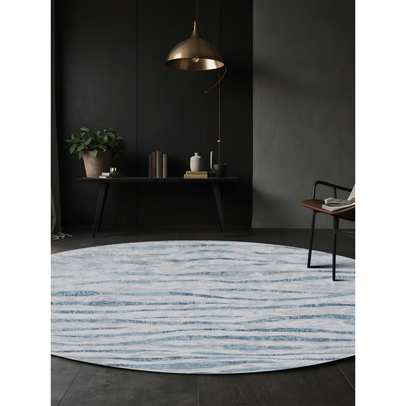Tapis gris lavable à la machine, Rond 6 pi