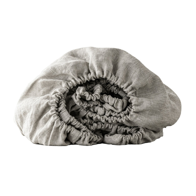 Drap-housse simple en lin gris clair