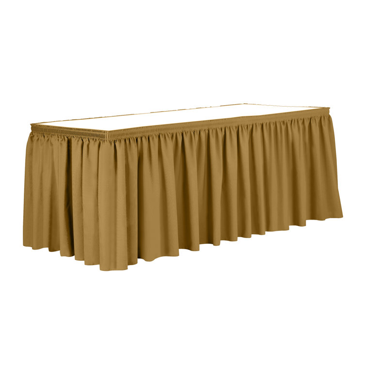 Ultimate Textile 7 Ft. Shirred Pleat Polyester Table Skirt - 42" Bar Height, Cobalt Blue