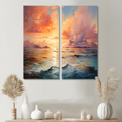 Nuage éthéré horizon - jaune, ensemble d'art mural traditionnel de 2