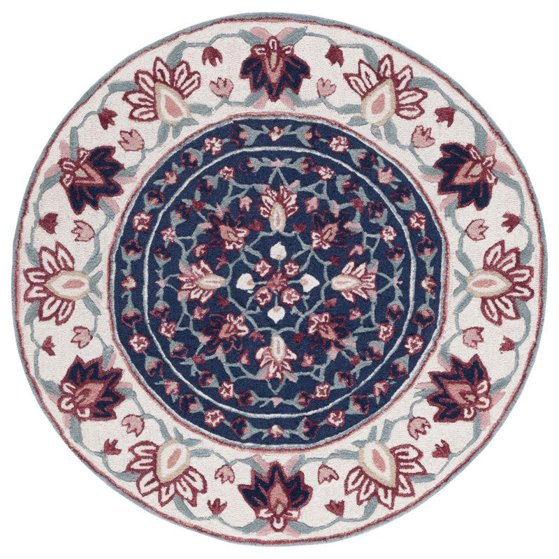 Cylie Hand Tufted Wool Floral Rug, Round 5'