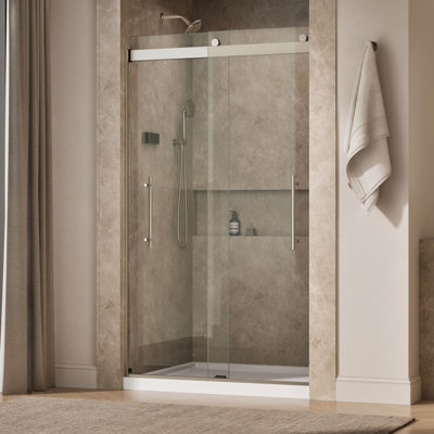 Levity Plus Less Sliding Shower Door, 81-5/8 In. H X 44-5/8 - 47-5/8 In. W, With 3/8 In.-Thick Crystal Clear Glass