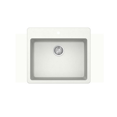 Évier à simple cuve 25 "en Crystagranite blanc