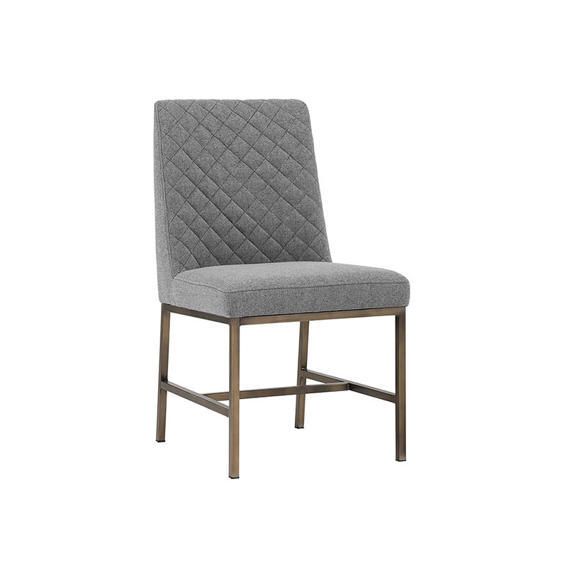 5West Upholstered Dining Chair, Dark Gray Performance Basketweave