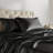 Satin Black 100% Satin Luxury Wrinkle Resistant 4-Piece Queen Sheet Set-111014591-111014597