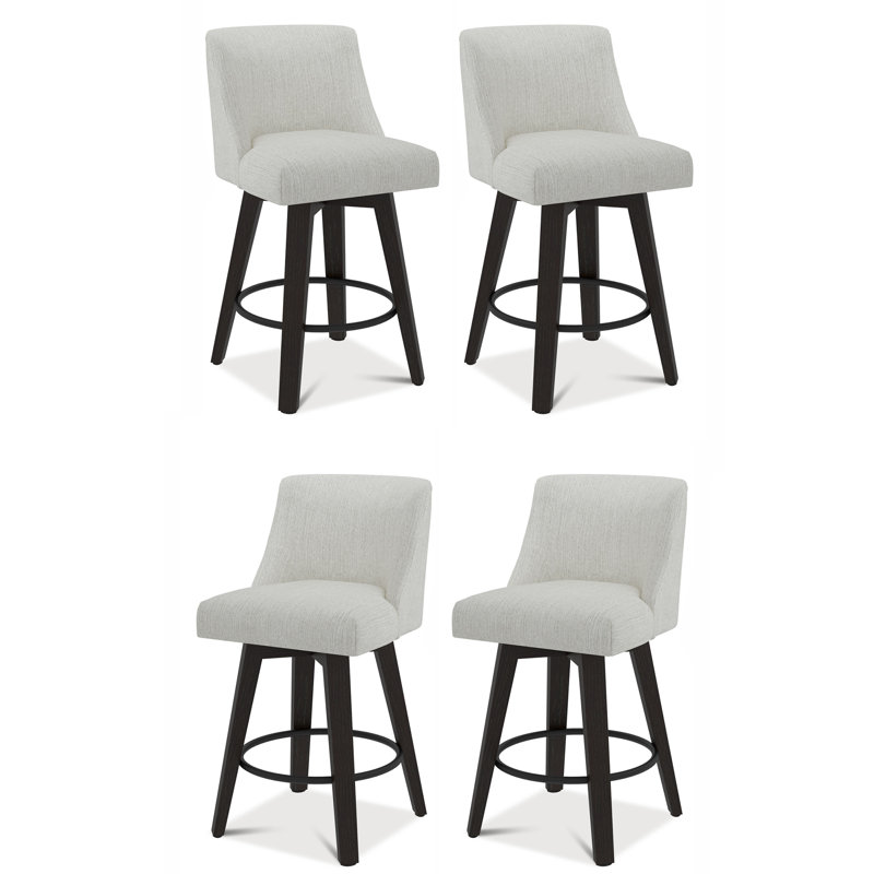 Hokku Designs & Makiba 360° Swivel Counter Height Bar Stool - CertiPUR-US Foam, Solid Wood Frame, Linen Upholstery, 4
