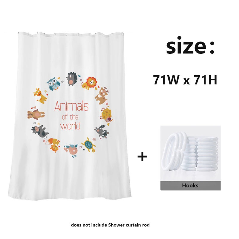 Polyester Shower Curtain With Hooks