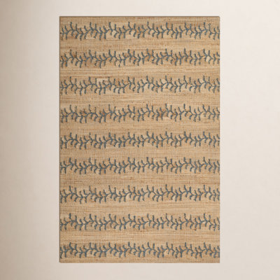 Adoria Blue Hand-Woven Striped Jute Rug