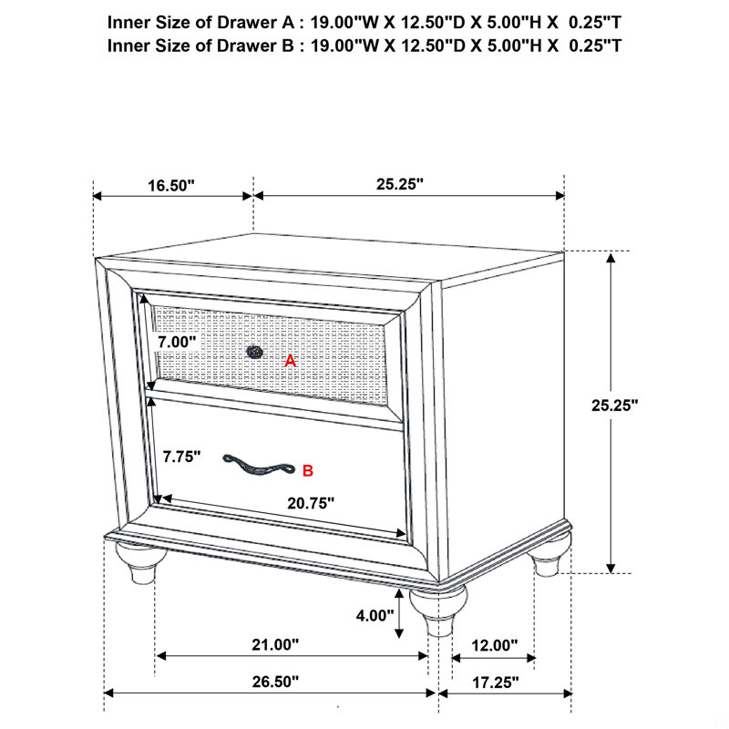 2-Drawer Nightstand
