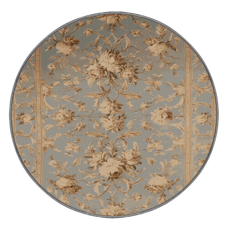Tapis gris français lavable à la machine, Rond 4 pi