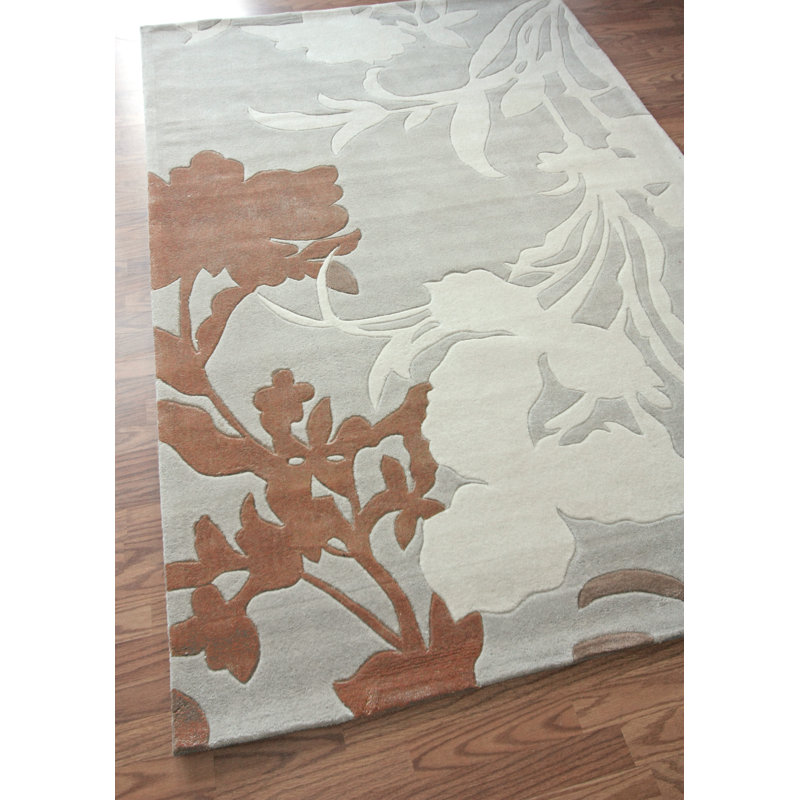 Tapis bleu ciel / beige touffeté à la main Sepviva, Rectangle 3 pi 6 po x 5 pi 6 po