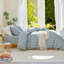 Ensemble de housse de couette à rayures 100% coton lavé DONEUS, ensemble de literie texturé 3 pièces avec fermeture à glissière-121384192-121384191