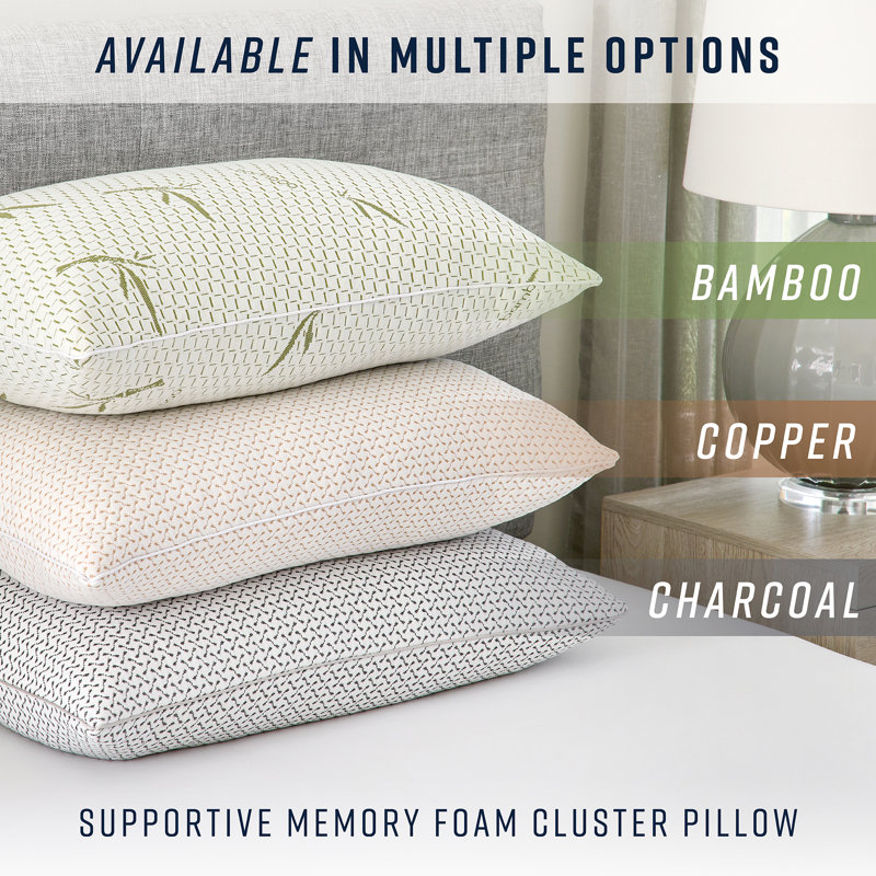 Jumbo White Memory Foam Bed Pillow with Copper Infused Cover