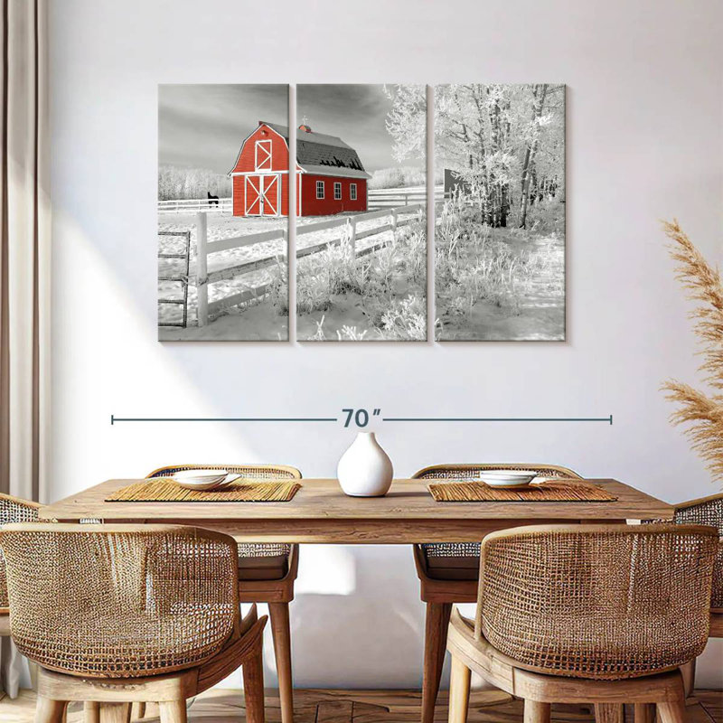 Red Barn In Winter, 36" H x 57" W