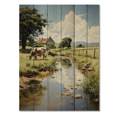 «Cow Farmstead Serenity» sur impression sur bois
