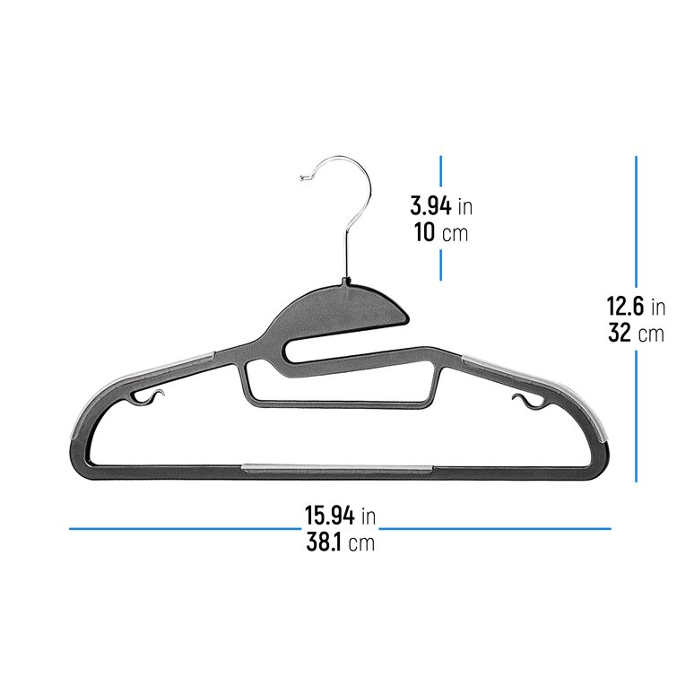 OSTO 50-Pack Standard Plastic Clothes Hangers with Pants Bar & Hooks