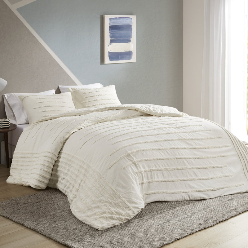 Mercer Cotton Chenille Comforter Set, Ivory, Full/Queen Comforter + 2 Standard Shams