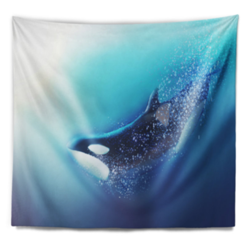 Orque et tapisserie de mer Animal, H 50 po x l 60 po