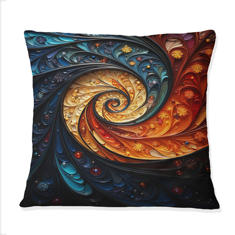 Rhythmic Pulse II - Abstract Spirals Printed Throw Pillow