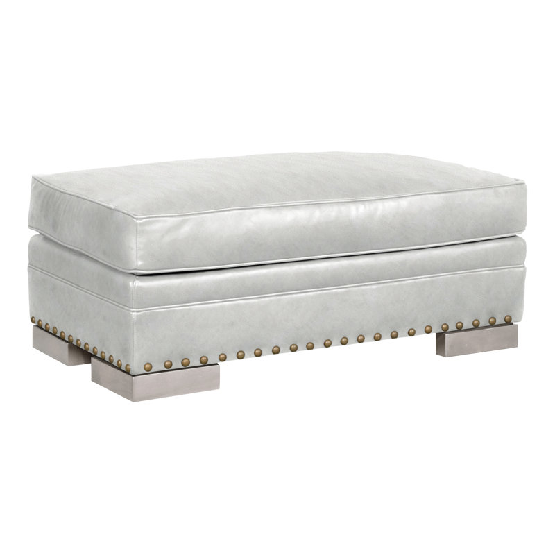 Riverside Ottoman, Dove Gray, Regent Chalk Genuine Leather, Yes