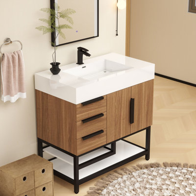 Jessica 35.5'' Single Bathroom Vanity with Stone Top