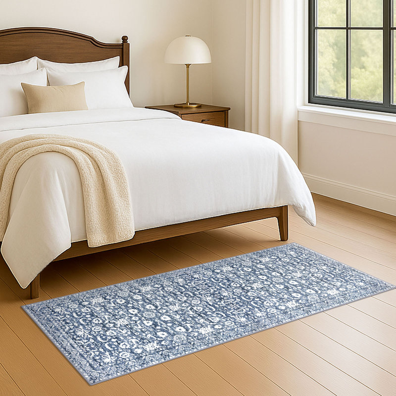 Vintage Floral Printed Washable Non-Slip Area Rug Living Room Rug Bedroom Rugs, Runner 2' x 6'