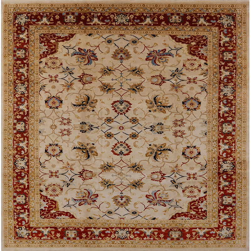 Tapis brun / rouge Swening, Carré 6 pi