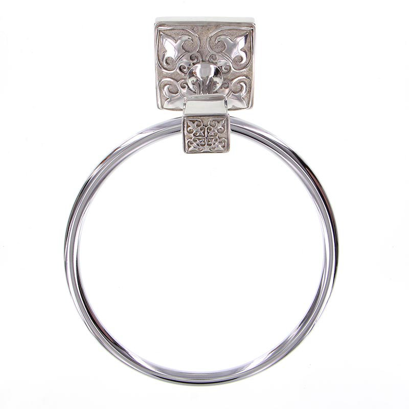 Fleur De Lis Towel Ring, Polished Silver