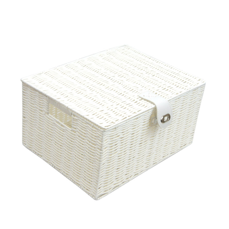 Brambly Cottage Plastic Decorative Basket, 18cm H x 35.5cm W x 28cm D, White