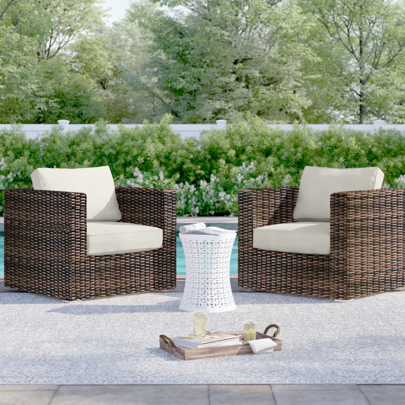 Chaise de patio avec coussins Meltham, Espresso, Toile Sunbrella